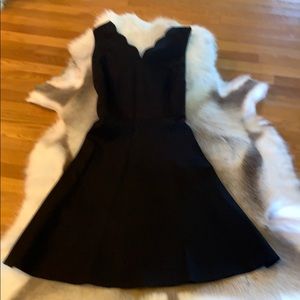 Black knit scalloped neck dress